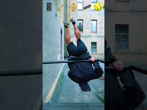 Stunts With Emojis📱🧹🧥🛹🥎 #kiryakolesnikov #challenge #parkour #flips #comedy #sports
