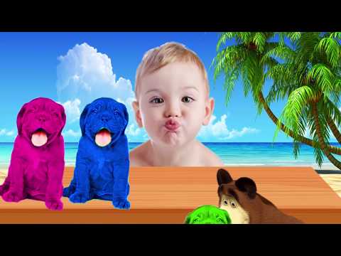 Learn colors with Colorful Dogs Funny Cartoons Animals for Children Toddlers | Video for kids