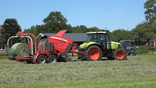 Ronde hooibalen maken met een Claas Arion 640 & Massey Ferguson - Göweil pers-wikkelaar (2025)