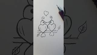 Como desenhar um casal de pássaros a partir de corações simples e fácil para iniciante desenho fácil