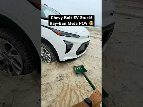 Chevy Bolt EV Stuck! Rayban Meta POV😎 #sandtow #beach #florida #toyota #recovery #chevybolt #4x4