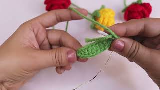 Easy And Fast Crochet Rose Flower Leaf For Beginners