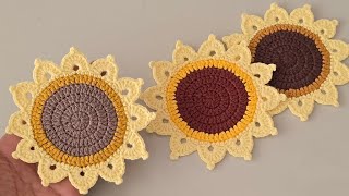 🌻 How to Crochet a Sunflower Coaster | Simple & Cute Home Decoration