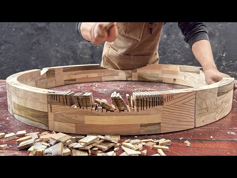 The Most Optimal Wood Recycling Project For Leftover Wood // Gorgeous Tea Table Made From Scrap Wood