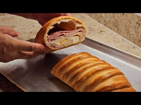 como hacer Rollo relleno con jamon y queso