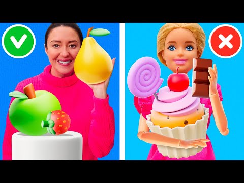Barbie quer comer doces, mas sua amiga Katia oferece frutas! Vejamos a rotina das amigas grávidas🍫🍏