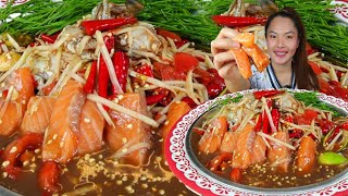 กินส้มตำแวลมอลปูม้าสดเผ็ดๆ เส้นม้วนแซ่บกับยอดชะอำ