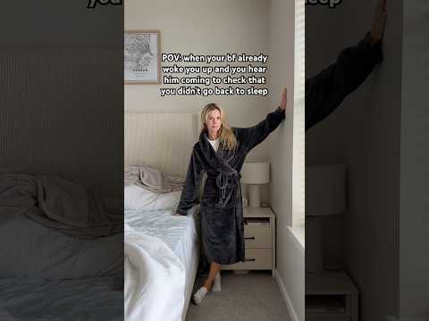 When your bf already woke you up and you hear him coming back #couple #couplecomedy #relationships