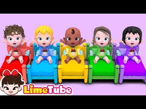Five Little Monkeys Jumping On The Bed | Nursery Rhymes & Kids Songs | Kindergarten | LimeAndToys
