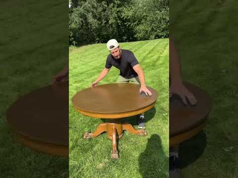 this guy making a dining table from garden tree