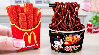 So Yummy Miniature Black Bean Noodles And Cheetos French Fries Recipe |  ASMR Cooking Mini Food