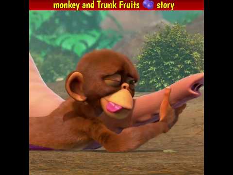 Curious Monkey's Fruitful Adventure with Talking Trunks!#shorts