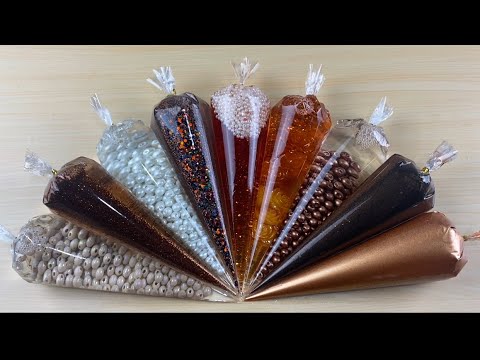 Making Bronze Pearls Metalic Slime With Piping Bags | Relaxing Slime Video Asmr #0280