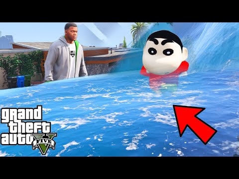 GTA 5 : Franklin And Shinchan Survive & Shinchan Lost In TSUNAMI In GTA 5 !