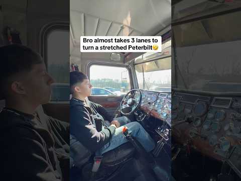 Bro almost takes 3 lanes to turn a stretched Peterbilt 🤣🚛