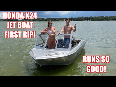 First Drive In Our K-Swapped Mini Jet Boat!