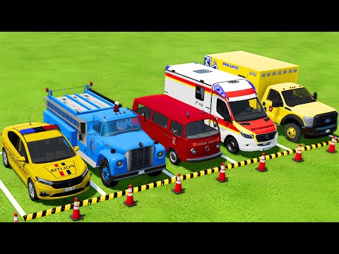 TRANSPORTING POLICE CARS, FIRE DEPARTMENT, AMBULANCE VEHICLES WITH MAN TRUCKS ! Farming Simulator 22