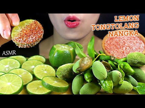 ASMR Mouth watering with Green lemon, Jackfruit Vs Hot Salt (LEMON, TONGTOLANG NANGKA) #P3