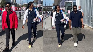 Megastar Chiranjeevi & Ram Charan and Upasana,Surekha Visuals With PV Sindhu at Paris Olympics