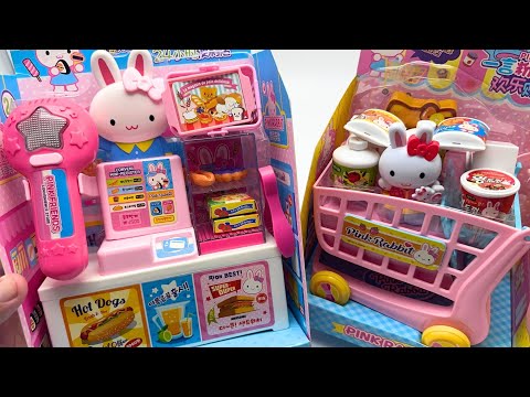 11 minutes Satisfying with Unboxing Pink Rabbit Grocery Store and Shopping Cart (2 Sets) ASMR