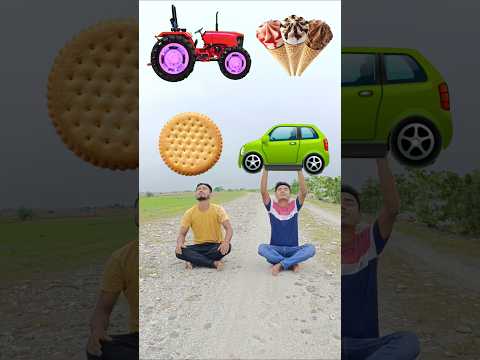 two brother eating car tractor ice cream Tu Radha meri mia shyam Tera ye jodi na pabe jamane me 💞