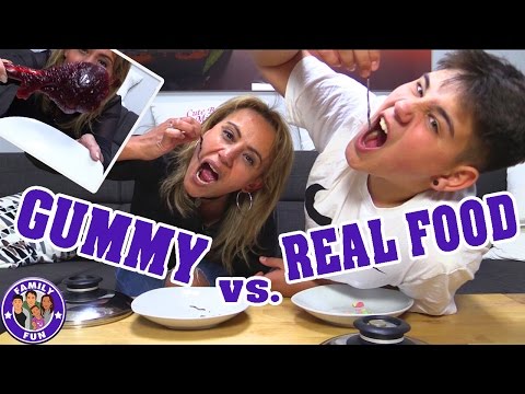 GUMMY VS. REAL FOOD CHALLENGE | ESSEN WIR WÜRMER? | FAMILY FUN
