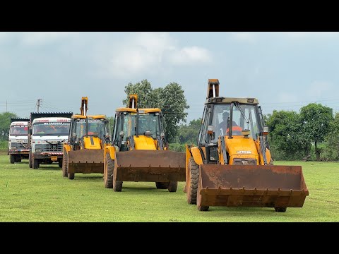 3 JCB 3dx Going To Another Village For Loading Mud with Tata 2518 Truck and Tata Tipper