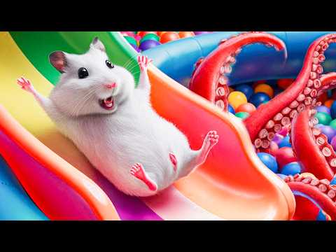 Awesome Hamster Octopus Escape in the Colorful Ball Pit Maze