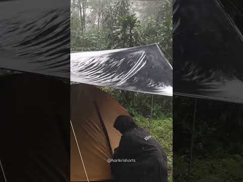 CAMPING IN HEAVY RAIN WITH THUNDERSTORMS #shorts