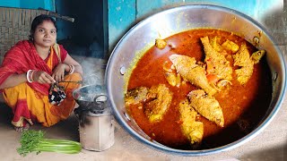 River Fish Curry Cooking and Eating Village Style | Village Food | Testy Fish Recipe 