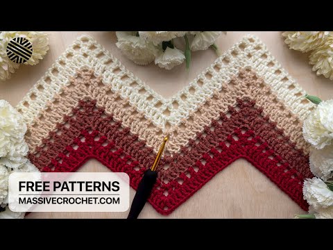 VERY EASY Crochet Chevron Pattern for Beginners (2 ROW REP)!⚡️Crochet Stitch for Blanket & Bag