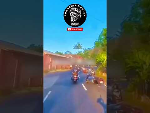 Crazy Biker Crash On The Street With Harley Davidson