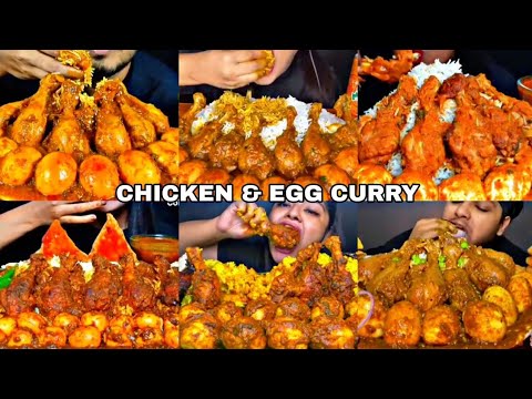 ASMR EATING SPICY CHICKEN & EGG CURRY WITH RICE | BEST INDIAN FOOD MUKBANG |Foodie India|