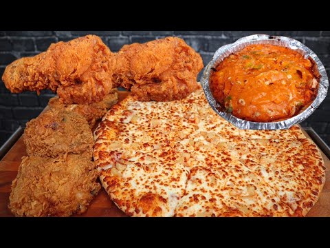 ASMR TRIPLE CHEESE TRIPLE PINEAPPLE PIZZA, FRIED CHICKEN, AND BUTTER CHICKEN PASTA MUKBANG