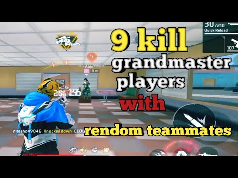grandmaster players with || rendom teammates 9kills 🔥#freefire #viral