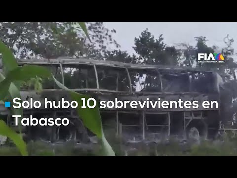 Solo hay 10 sobrevivientes | Un autobús chocó contra un tráiler generando un incendio en Tabasco