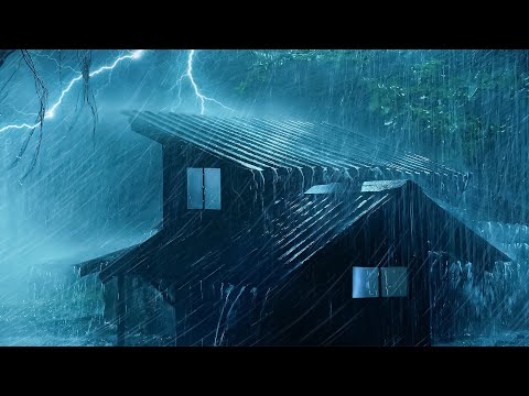 Easily Fall Asleep on a Rainy Night | Terrible Rainstorm & Mighty Thunder on Tin Roof of Farmhouse