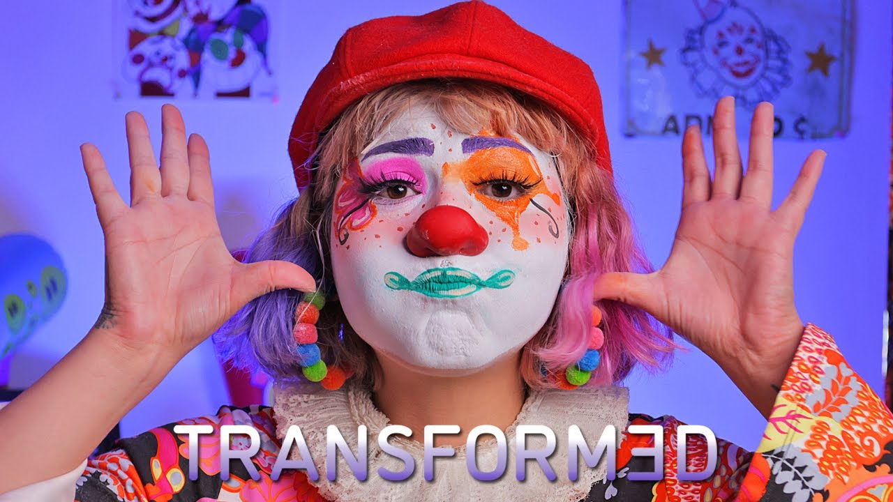 Human clown reveals step-by-step makeup routine - transformed
