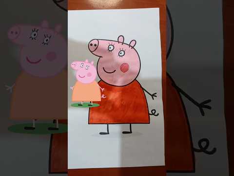 PINTANDO A MAMÁ CERDITA CON LOS COLORES QUE ELIJA MI HIJA