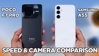 POCO F7 Pro vs Samsung A55 SPEED TEST & CAMERA Comparison | Zeibiz