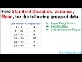 Calculating Standard Deviation, Mean, and Variance of Grouped Data