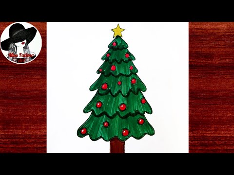 Very Easy Christmas Tree Drawing | How To Draw A Christmas Tree Step By Step | Christmas Drawing