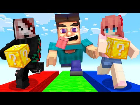 Carrera LuckyBlock vs Grotesque Steve en Minecraft