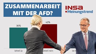 INSA-Umfrage: Zusammenarbeit zwischen Union und AfD? + Sonntagsfrage, Frieden in der Ukraine
