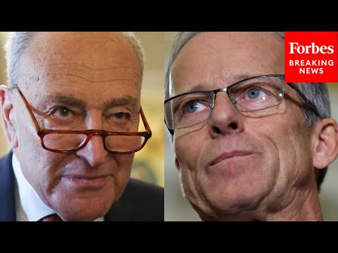YouTube video thumbnail: John Thune Drops The Hammer On Democrats After They Vote Down Johnson's Bill To Pay Federal Workers