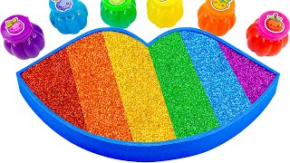 ASMR Slime Video l Making Rainbow Lips Bathtub With Slime | Rainbow Hand Bathtub With Mixing Beads
