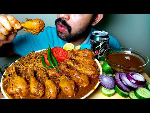 VEGETABLE RICE | SPICY CHICKEN CURRY | GRAVY EATING VIDEO#HUNGRYPIRAN