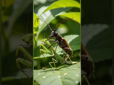 mantis defeated by long horn monster