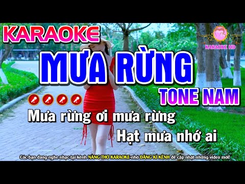 Mưa Rừng Karaoke Nhạc Sống Tone Nam | Nàng Thơ Karaoke