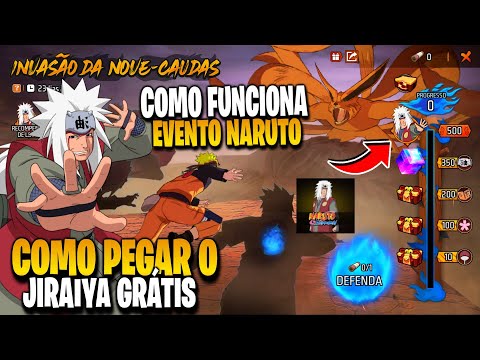 AGORA! COMO COMPLETAR O EVENTO INVASÃO DA NOVA CAUDAS E PEGAR JIRAIYA DE GRAÇA, NOVIDADES FREE FIRE